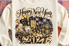 Happy New Year 2027 PNG, Black & Gold Champagne Disco Ball S Product Image 4