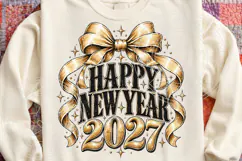 Happy New Year 2027 PNG | Elegant Gold Bow New Year Sublimat Product Image 4