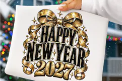 Happy New Year 2027 PNG | Elegant Gold Bow Luxury Png Product Image 4