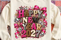 Happy New Year 2027 Pink Leopard Disco Glam Party PNG Product Image 4