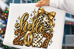 Hello 2027 PNG | Leopard Disco Ball Bow New Year Sublimation Product Image 4