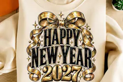 Happy New Year 2027 PNG | Elegant Gold Bow Luxury Png Product Image 5