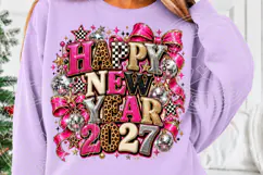 Happy New Year 2027 Pink Leopard Disco Glam Party PNG Product Image 5