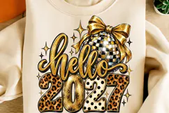 Hello 2027 PNG | Leopard Disco Ball Bow New Year Sublimation Product Image 5