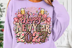 Happy New Year 2027 Pink Bow Glam Celebration PNG Product Image 5