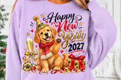 Happy New Year 2027 Golden Retriever Celebration PNG Product Image 5