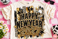Happy New Year 2027 PNG | Leopard Disco Ball Glam Party Png Product Image 1