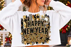 Happy New Year 2027 PNG | Leopard Disco Ball Glam Party Png Product Image 2