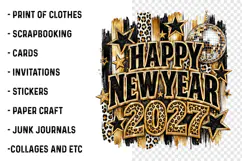 Happy New Year 2027 PNG | Leopard Disco Ball Glam Party Png Product Image 3