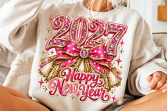 Happy New Year 2027 PNG | Pink Rhinestone Bow Glam Png Product Image 5