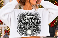 Happy New Year 2027 PNG | Vintage Retro Countdown Png Product Image 2