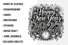 Happy New Year 2027 PNG | Vintage Retro Countdown Png Product Image 3