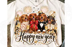 Happy New Year Dachshund Elegant Dog Party Celebration PNG Product Image 1