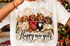 Happy New Year Dachshund Elegant Dog Party Celebration PNG Product Image 3