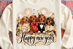 Happy New Year Dachshund Elegant Dog Party Celebration PNG Product Image 4