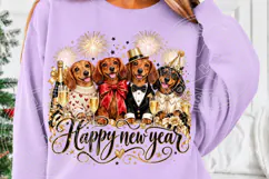 Happy New Year Dachshund Elegant Dog Party Celebration PNG Product Image 5