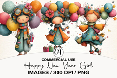 Happy New Year Girl Clipart Product Image 1