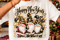 Happy New Year Gnome Trio PNG | Black & Gold Celebration Sub Product Image 3
