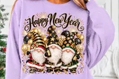 Happy New Year Gnome Trio PNG | Black & Gold Celebration Sub Product Image 5