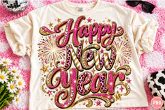 Happy New Year PNG | Pink Leopard Rhinestone Glitter Party Product Image 1