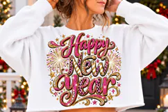 Happy New Year PNG | Pink Leopard Rhinestone Glitter Party Product Image 2
