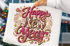 Happy New Year PNG | Pink Leopard Rhinestone Glitter Party Product Image 4