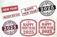 Happy New Year Post Stamps SVG PNG Product Image 4