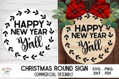 Happy new year svg quote, Christmas quote round door sign Product Image 1