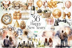 Happy New Year Sublimation Clipart Product Image 1