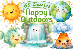 Nature &amp; Outdoors Clip Art PNG, Whimsical Watercolor Clipart Product Image 1