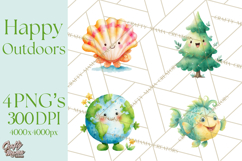 Nature &amp; Outdoors Clip Art PNG, Whimsical Watercolor Clipart Product Image 1