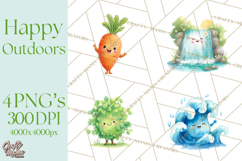 Nature &amp; Outdoors Clip Art PNG, Whimsical Watercolor Clipart Product Image 1
