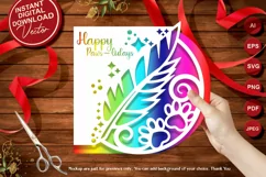 Papercut Pet Paws, Paw-lidays, Animal Birthday Card Template Product Image 1