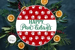 Happy Paw-liday's SVG | Christmas / Winter Round Design Product Image 2