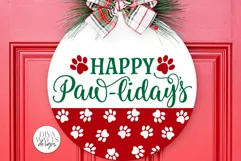 Happy Paw-liday's SVG | Christmas / Winter Round Design Product Image 1