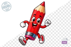 Happy Pencil Character PNG School Supply Clipart Product Image 1