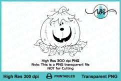 Happy Funny Pumpkin Digi Stamp Autumn Fall Coloring Product Image 2