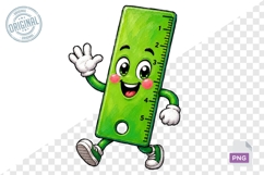Happy Ruler Character PNG School Supply Clipart Product Image 1