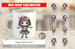 Happy Skeleton Girl Mug Wrap Product Image 1