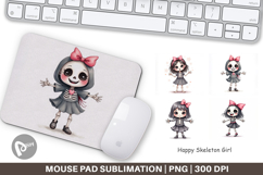 Happy Skeleton Girl Mouse Pad Product Image 1