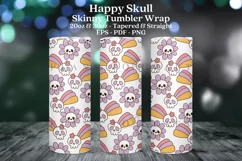 happy skull halloween skinny tumbler sublimation wrap with high resolution and transparant background are for 20oz and 30oz skinny tumbler
