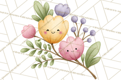 Happy Spring Icons Clipart, Cute Kawaii Flowers Animals Product Image 4