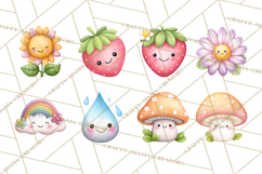 Happy Spring Icons Clipart, Cute Kawaii Flowers Animals Product Image 8