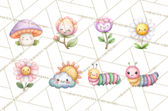 Happy Spring Icons Clipart, Cute Kawaii Flowers Animals Product Image 3