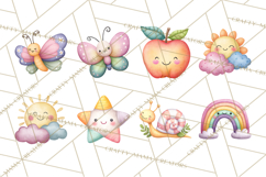 Happy Spring Icons Clipart, Cute Kawaii Flowers Animals Product Image 9