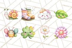 Happy Spring Icons Clipart, Cute Kawaii Flowers Animals Product Image 7