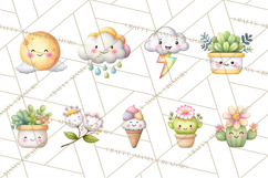 Happy Spring Icons Clipart, Cute Kawaii Flowers Animals Product Image 5