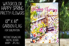 Happy Spring Garden Flag Sublimation Design, Pretty Flowers Product Image 1
