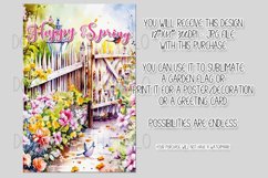 Happy Spring Garden Flag Sublimation Design, Pretty Flowers Product Image 2