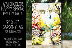 Happy Spring Garden Flag Sublimation Design, Pretty Gate d3 Product Image 1